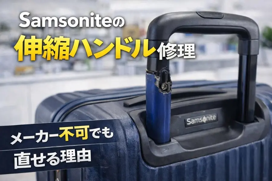 Samsoniteの伸縮ハンドル修理｜メーカーで部品供給が終わっても、代用品で交換できることがあります